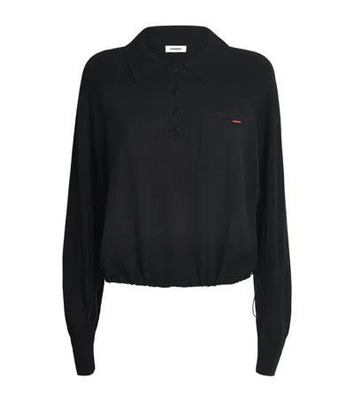 Sandro Paris Wool-blend Polo Sweater In Blue