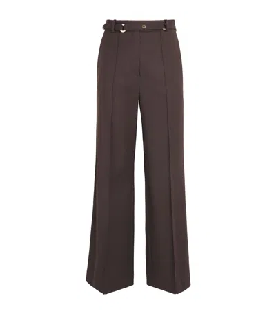 Sandro Paris Wool-blend Ring-detail Trousers In Brown