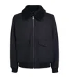 Sandro Paris Wool-blend Shearling Collar Aviator Jacket In Black