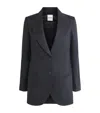 Sandro Paris Wool-blend Stripe Slim Blazer In Black