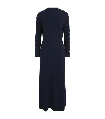 Sandro Paris Wool-cashmere Layered Maxi Dress In Blue