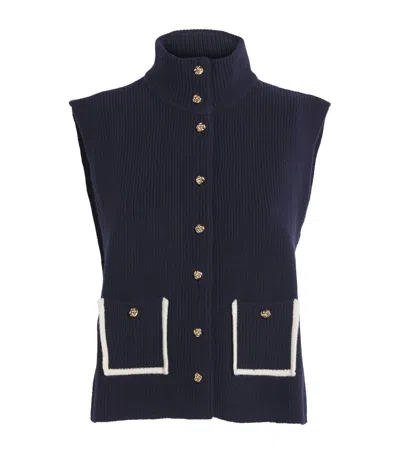 Sandro Paris Wool-cashmere Sweater Vest In Blue