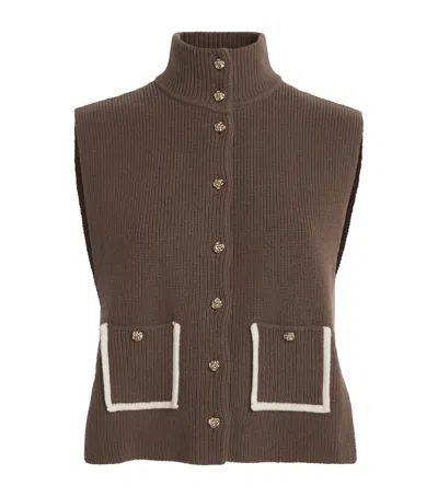Sandro Paris Wool-cashmere Sweater Vest In Brown