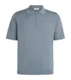Sandro Knitted Polo Shirt With Zip Collar In Blue