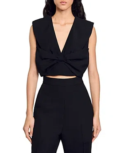 Sandro Passy Crop Top In Noir / Gris