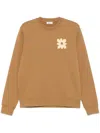 Sandro Cotton Flower Patch Sweater In Brown
