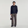 Sandro Theodore Patch Pocket Zip Jacket In Navy Blue