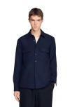 Sandro Patch Pocket Shirt In Blue
