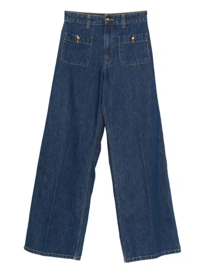 Sandro Patch-pockets Jeans In Blue