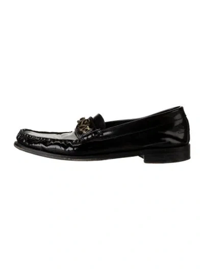 Pre-owned Sandro Patent Leather Chain-link Accents Loafers In Black