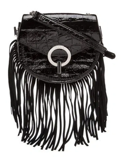 Pre-owned Sandro Patent Leather Crossbody Bag In Black