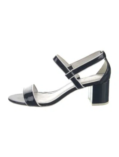 Pre-owned Sandro Patent Leather Slingback Sandals In Blue