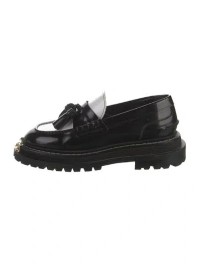 Pre-owned Sandro Patent Leather Tassel Accents Loafers In Black