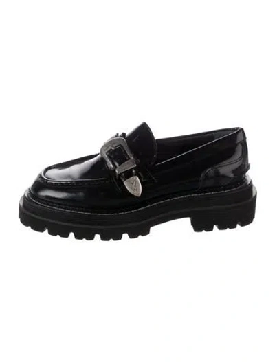 Pre-owned Sandro Patent Leather Tassel Accents Loafers In Black