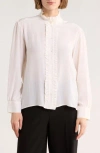 Sandro Patie Ruffle Silk Button-up Shirt In White