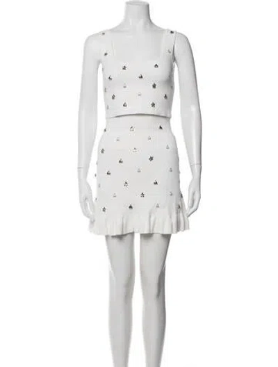 Pre-owned Sandro Patterned Beaded Accents Skirt Set W/ Tags In Neutrals