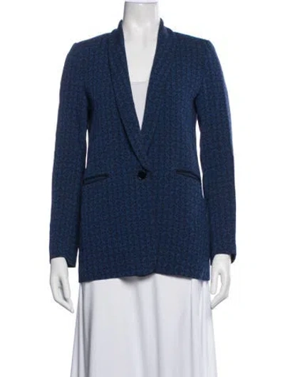 Pre-owned Sandro Patterned Blazer In Black/blue