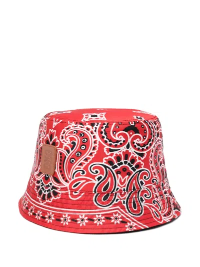 Sandro Patterned Bucket Hat In Red