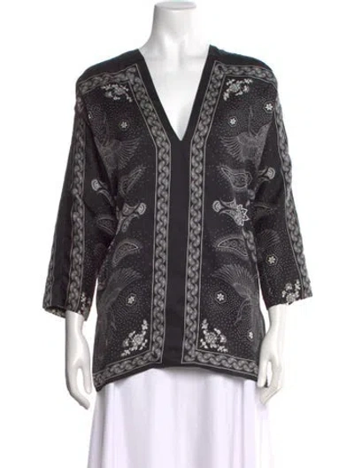 Pre-owned Sandro Patterned Crew Neck Blouse In Multi