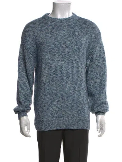 Pre-owned Sandro Patterned Crew Neck Pullover In Blue