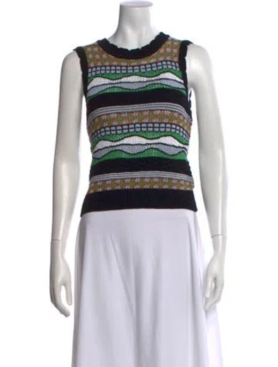 Pre-owned Sandro Patterned Crew Neck Sweater In Black