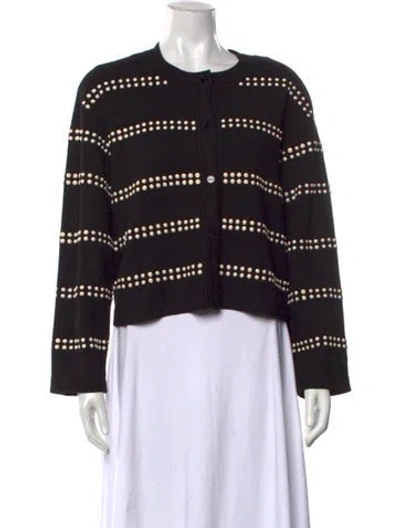 Pre-owned Sandro Patterned Crew Neck Sweater In Black