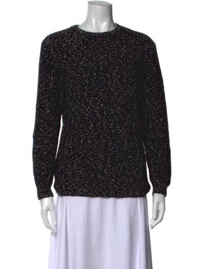 Pre-owned Sandro Patterned Crew Neck Sweater In Black