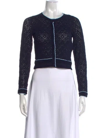 Pre-owned Sandro Patterned Crew Neck Sweater In Black
