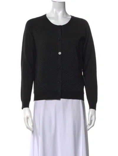 Pre-owned Sandro Patterned Crew Neck Sweater In Black