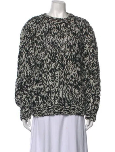 Pre-owned Sandro Patterned Crew Neck Sweater In Black/white