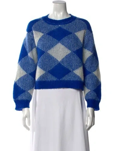 Pre-owned Sandro Patterned Crew Neck Sweater In Blue