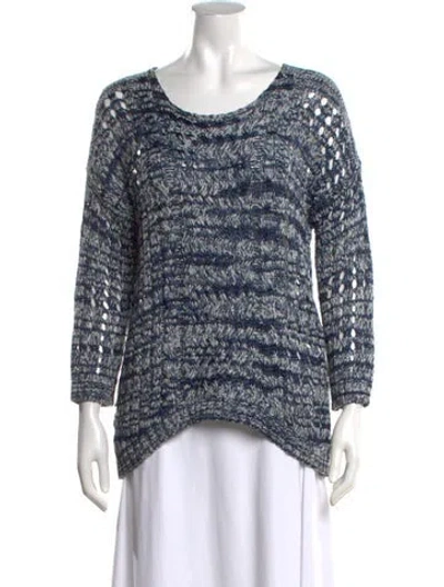Pre-owned Sandro Patterned Crew Neck Sweater In Blue