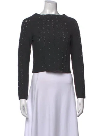 Pre-owned Sandro Patterned Crew Neck Sweater In Grey