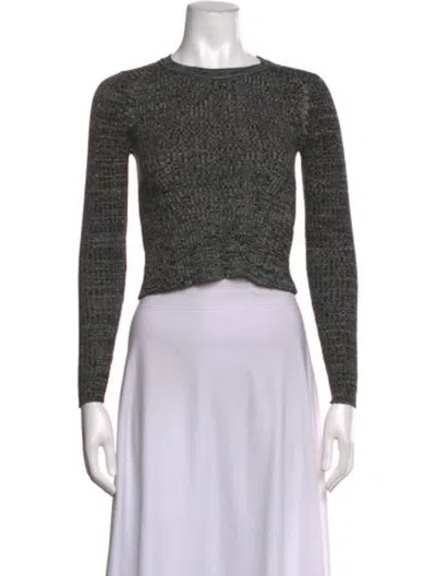 Pre-owned Sandro Patterned Crew Neck Sweater In Grey