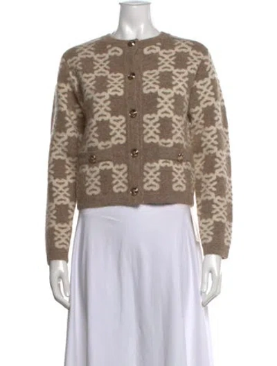 Pre-owned Sandro Patterned Crew Neck Sweater In Neutrals