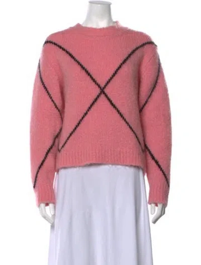 Pre-owned Sandro Patterned Crew Neck Sweater In Pink