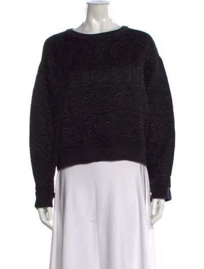 Pre-owned Sandro Patterned Crew Neck Sweatshirt In Black