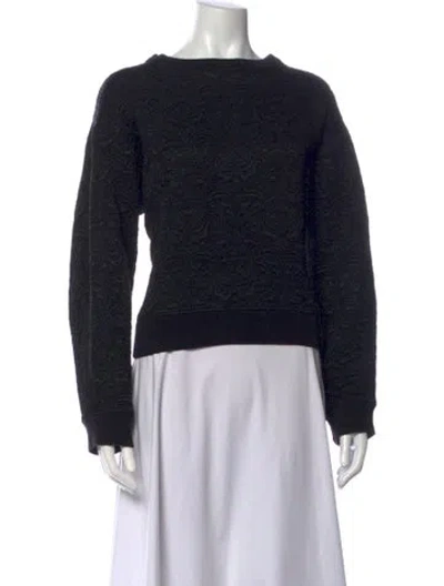 Pre-owned Sandro Patterned Crew Neck Sweatshirt In Black