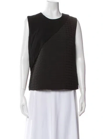 Pre-owned Sandro Patterned Crew Neck Top In Black