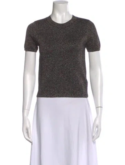 Pre-owned Sandro Patterned Crew Neck Top In Black