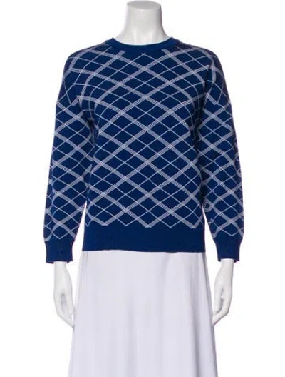 Pre-owned Sandro Patterned Crew Neck Top In Blue