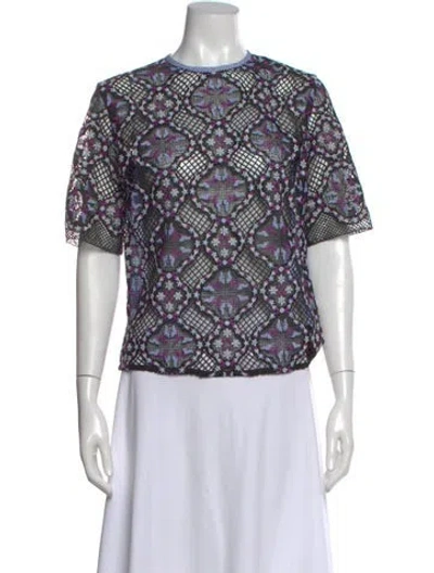 Pre-owned Sandro Patterned Crew Neck Top In Multi