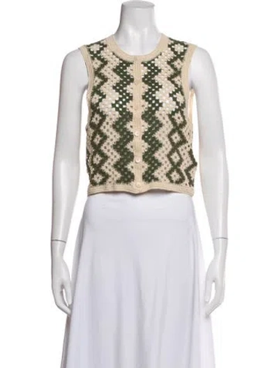 Pre-owned Sandro Patterned Crew Neck Top In Multicolor