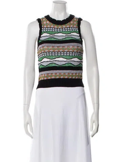 Pre-owned Sandro Patterned Crew Neck Top W/ Tags In White
