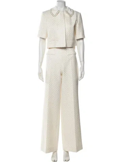 Pre-owned Sandro Patterned Crystal Embellishments Pantsuit In Neutrals