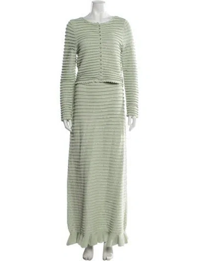 Pre-owned Sandro Patterned Crystal Embellishments Skirt Set In Green