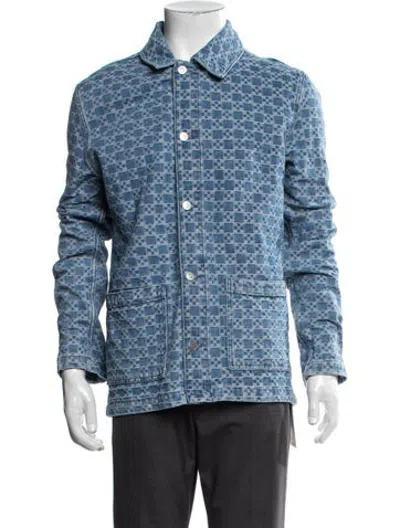 Pre-owned Sandro Patterned Denim Jacket In Blue