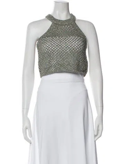 Pre-owned Sandro Patterned Halterneck Crop Top