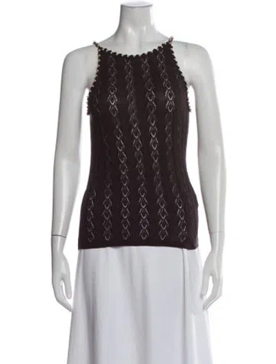 Pre-owned Sandro Patterned Halterneck Top In Brown