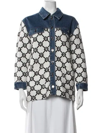 Pre-owned Sandro Patterned Jacket In Blue